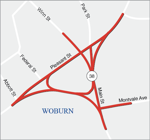 WOBURN: ROADWAY AND INTERSECTION IMPROVEMENTS AT WOBURN COMMON, ROUTE 38 (MAIN STREET), WINN STREET, PLEASANT STREET, AND MONTVALE AVENUE